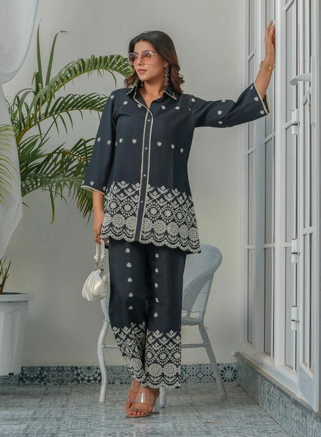 Dw  Women Embroidered Shirt and Trousers Co-Ords for Women | Best Price UAE